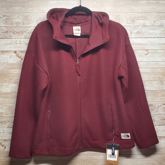 North Face Wome a Burgundy hooded FULL ZIP jacket - Picture 1 of 9